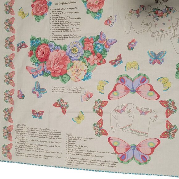 Butterflies N Blooms Appliqués Fabric Panel By Cranston Print Works - Picture 4 of 6